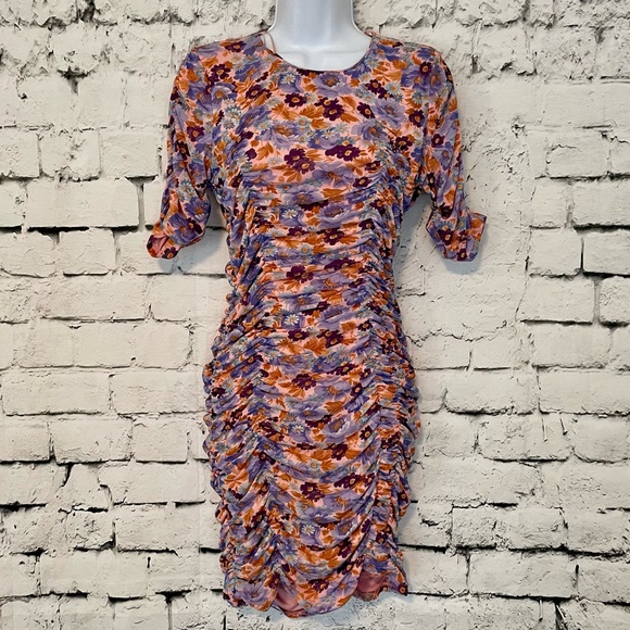 Zara Dresses & Skirts - New Zara floral ruched mini dress
